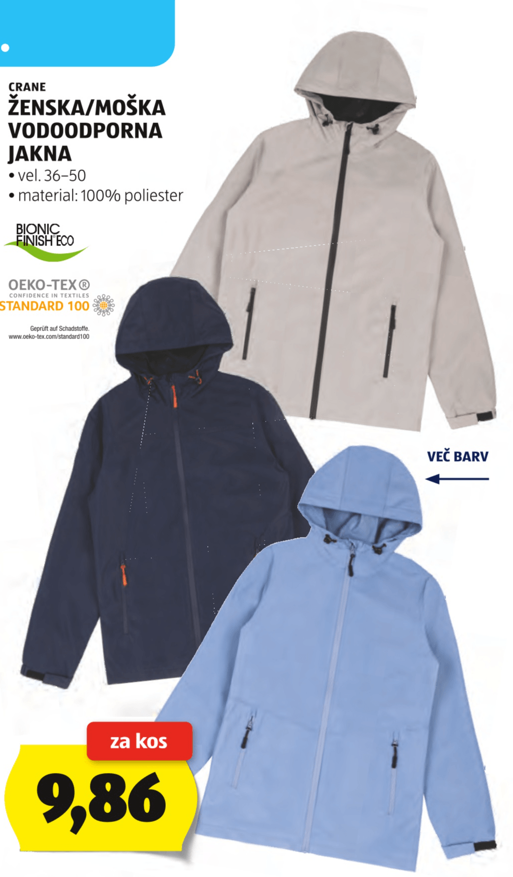 Ženska/moška vodoodporna jakna CRANE - Akcija v trgovini Hofer