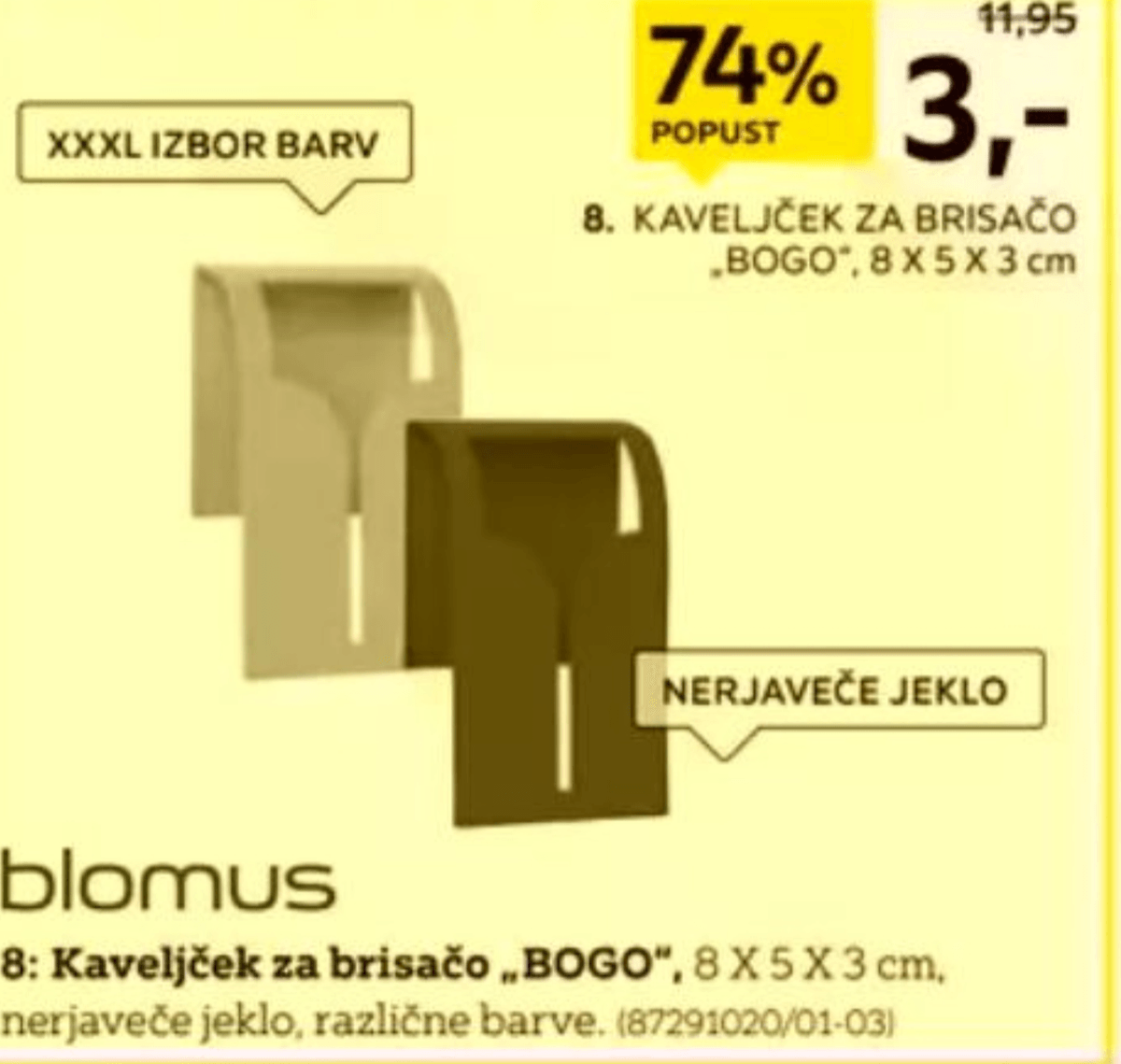 Kaveljček za brisačo 'Bogo' 8 x 5 x 3 cm - Akcija v trgovini Lesnina