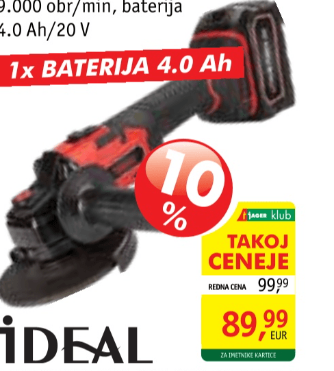 Brezkrtačni AKU kotni brusilnik GTCA2292 Ideal - Akcija v trgovini Jager