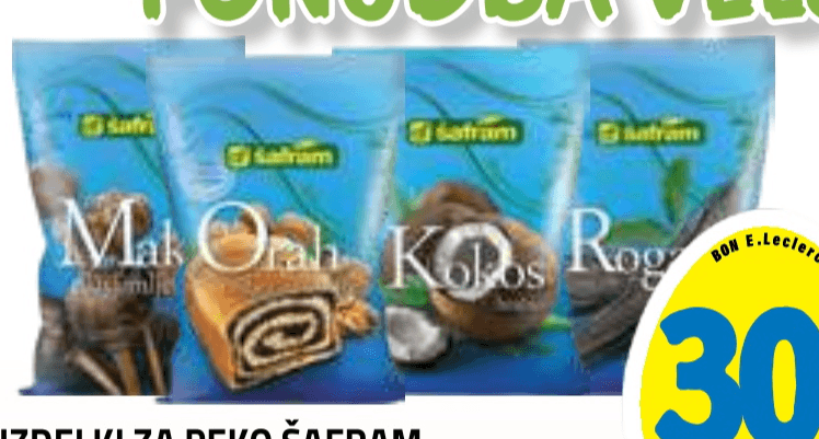 Izdelki za peko Šafram 200 g - Akcija v trgovini E.Leclerc