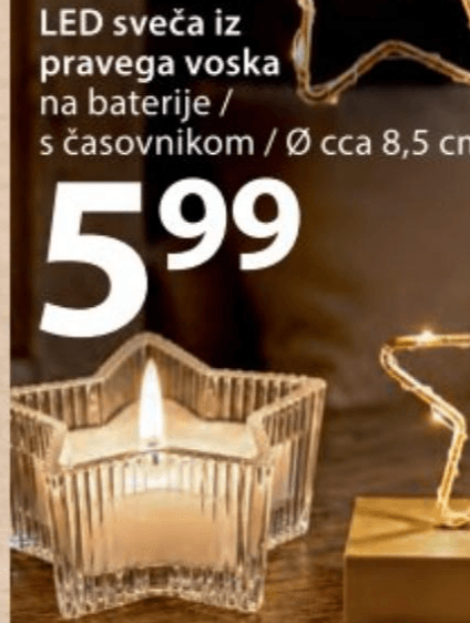 LED sveča iz pravega voska Akcija v trgovini NKD