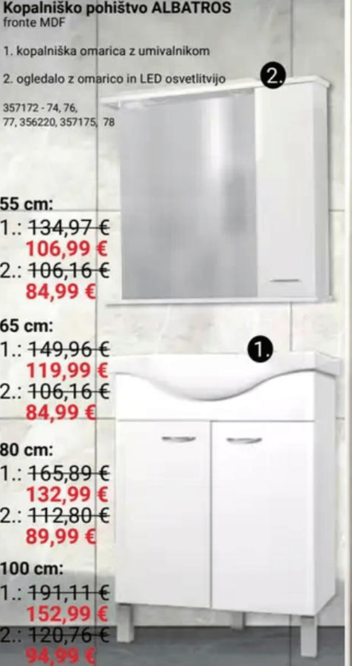 Kopalniška omarica z umivalnikom ALBATROS 55 cm - Akcija v trgovini Pevex