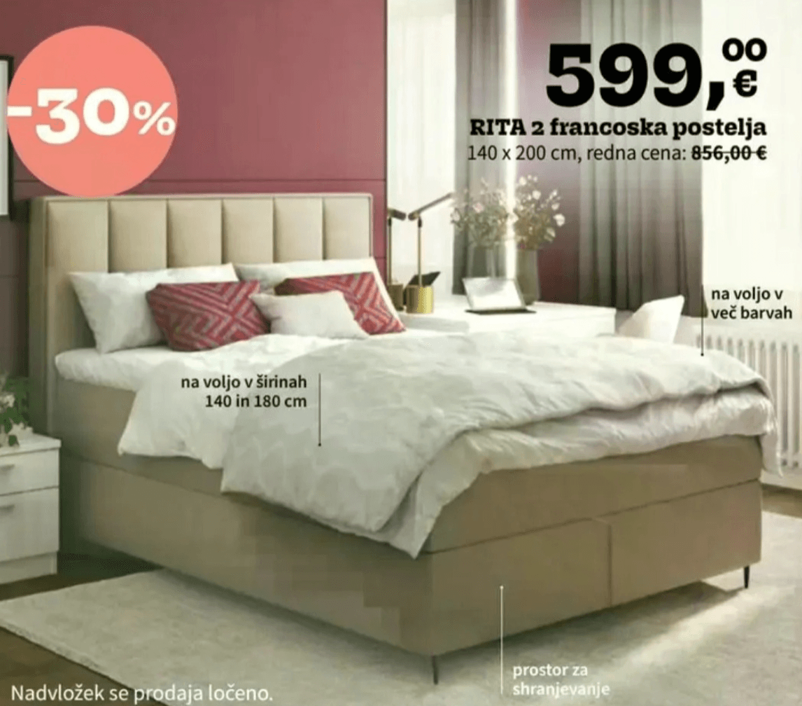 RITA 2 francoska postelja 140 x 200 cm - Akcija v trgovini Prima