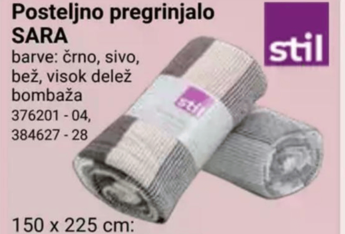 Posteljno pregrinjalo SARA 150 x 225 cm - Akcija v trgovini Pevex