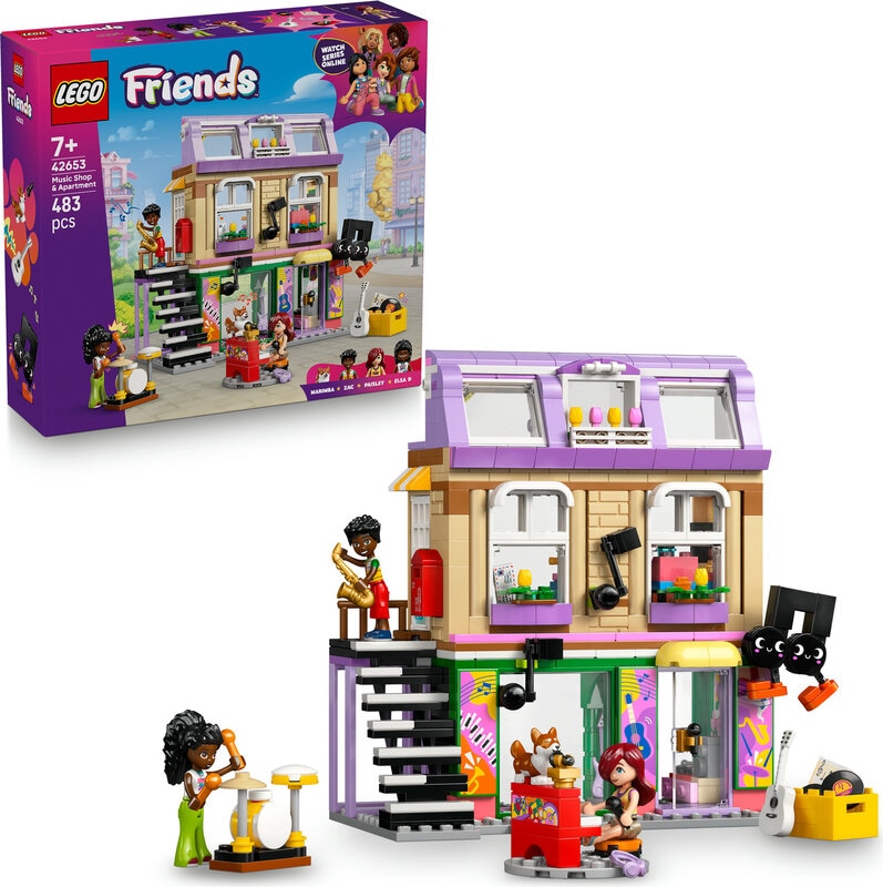 Glasbena trgovina in stanovanje 42653 LEGO Friends - Akcija v trgovini Mueller