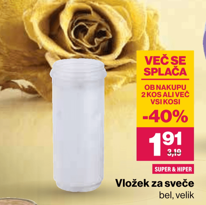 Vložek za sveče - Akcija v trgovini Mercator