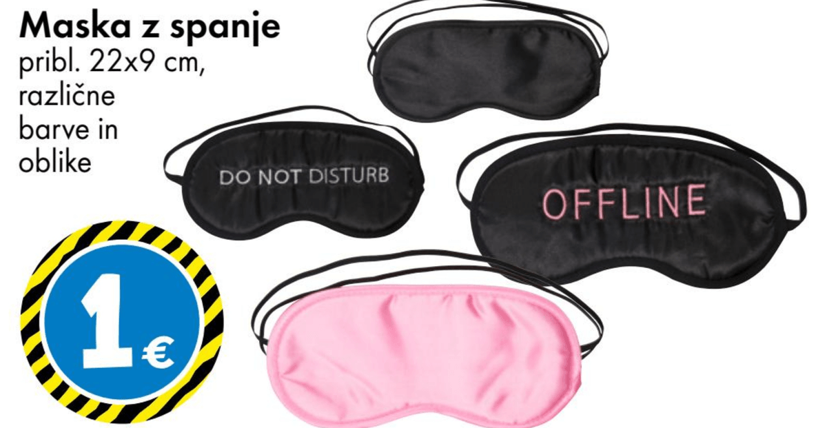 Maska za spanje - Akcija v trgovini Tedi