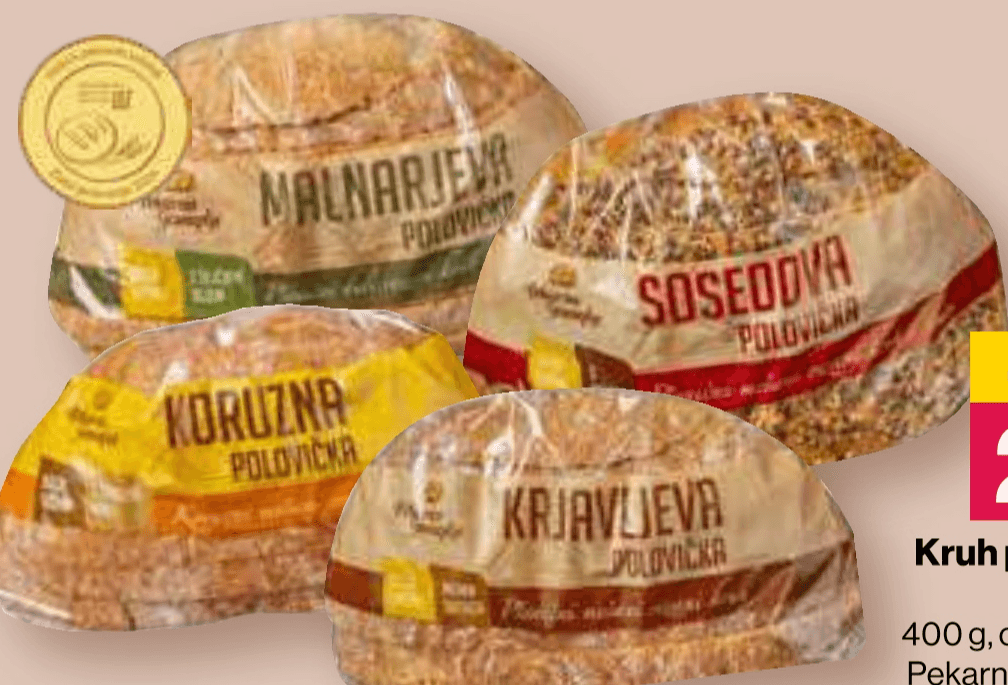 Kruh polovičke 400 g Pekarna Grosuplje - Akcija v trgovini Mercator