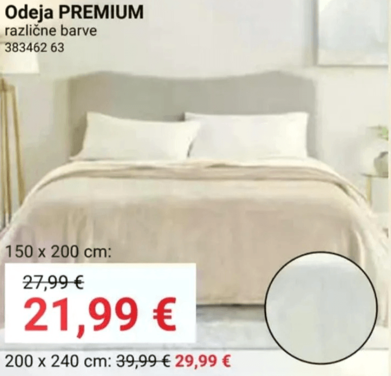 Odeja PREMIUM 200 x 240 cm - Akcija v trgovini Pevex