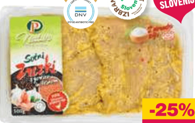 Sočni piščančji zrezki z gorčico in česnom PP Natur Premium 500 g - Akcija v trgovini Mercator