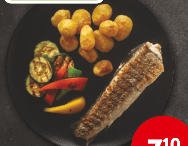 Pečen oslič, zelenjava z žara, krompir iz pečice INTERSPAR Restavracija Akcija v trgovini Spar
