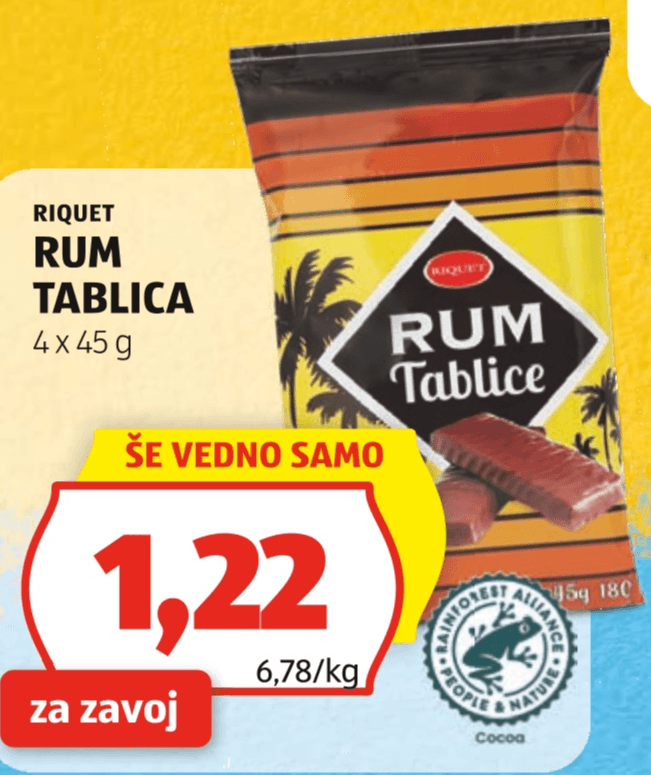 RIQUET Rum Tablica 4 x 45 g - Akcija v trgovini Hofer