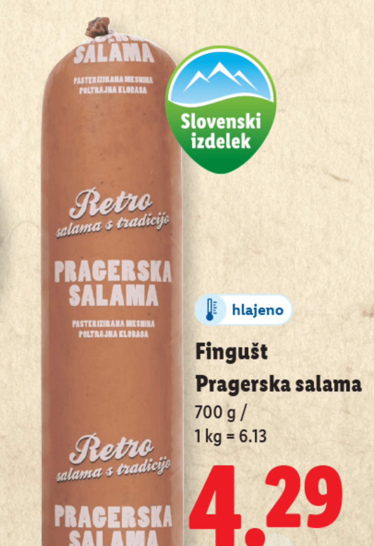 Fingušt Pragerska salama 700 g - Akcija v trgovini Lidl