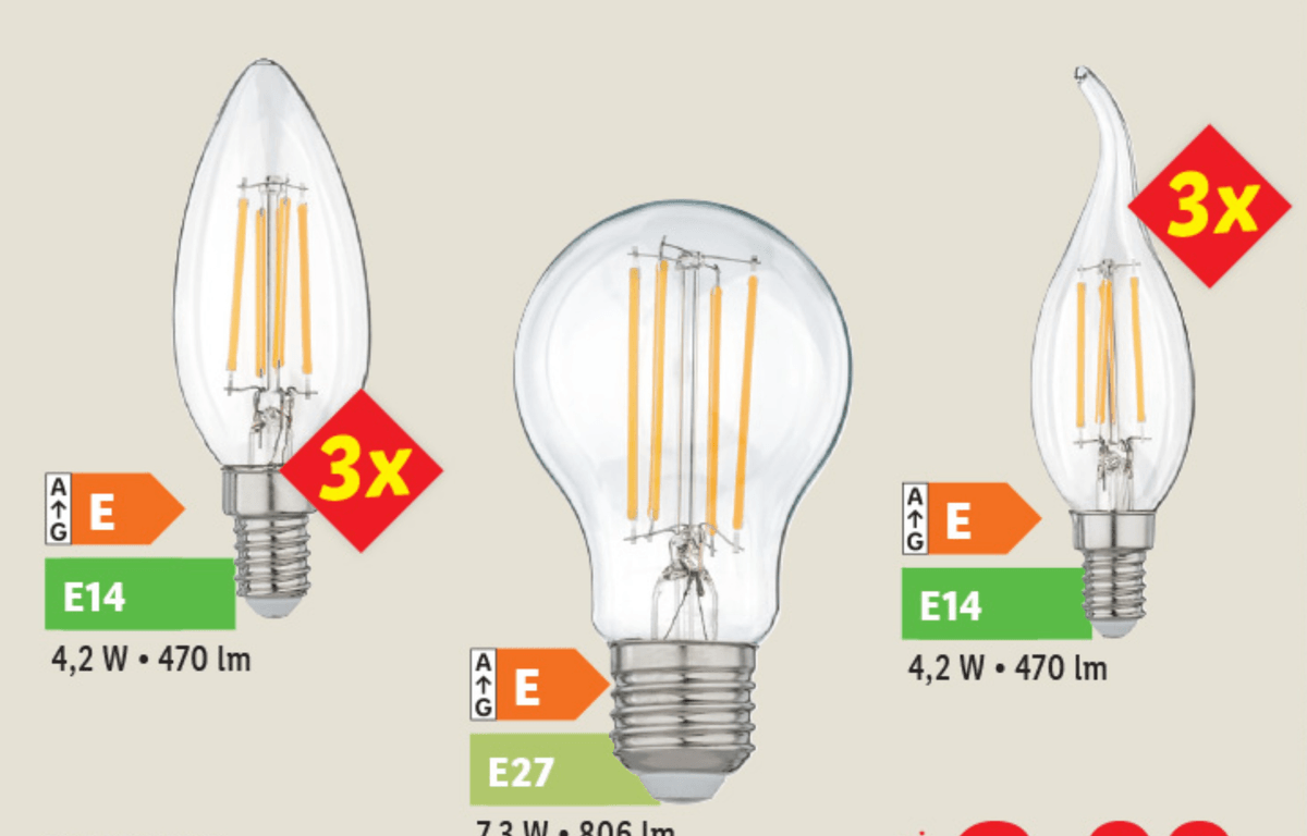 LIVARNO LED-filamentna sijalka 3 kos - Akcija v trgovini Lidl