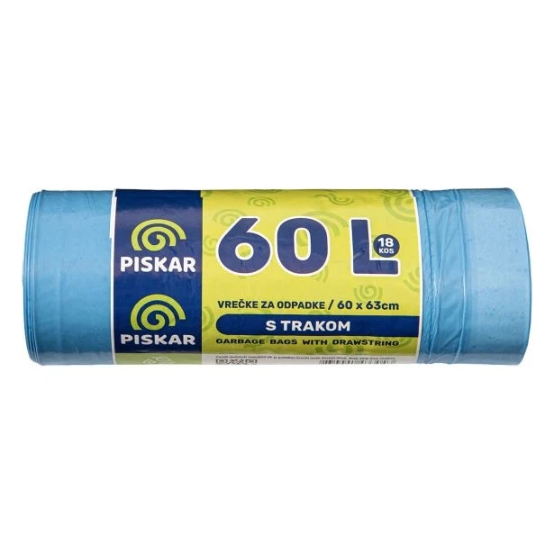 PISKAR Vrečke za smeti s trakom 18/1, 60 L - Akcija v trgovini Merkur