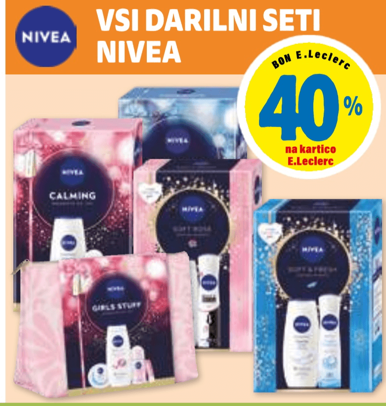 Vsi darilni seti Nivea - Akcija v trgovini E.Leclerc