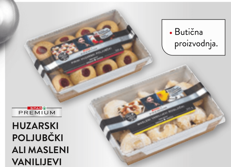 Huzarski poljubčki ali Masleni vanilijevi rogljički 220 g SPAR PREMIUM - Akcija v trgovini Spar