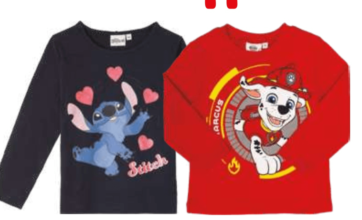 Deška ali dekliška majica Stitch! / Paw Patrol - Akcija v trgovini E.Leclerc