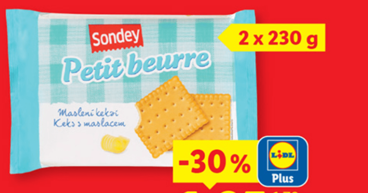 SONDEY Petit keksi 2 x 230 g - Akcija v trgovini Lidl
