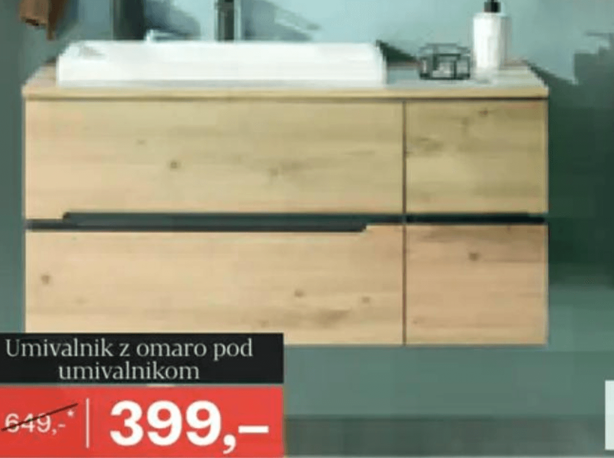 Umivalnik z omaro pod umivalnikom UNICOR - Akcija v trgovini Rutar