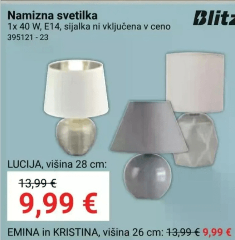 Namizna svetilka LUCIJA Blitz - Akcija v trgovini Pevex