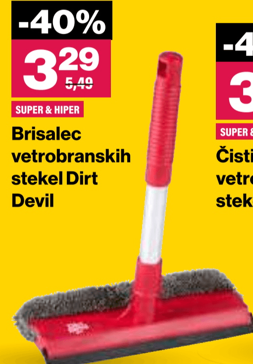 Brisalec vetrobranskih stekel Dirt Devil - Akcija v trgovini Mercator