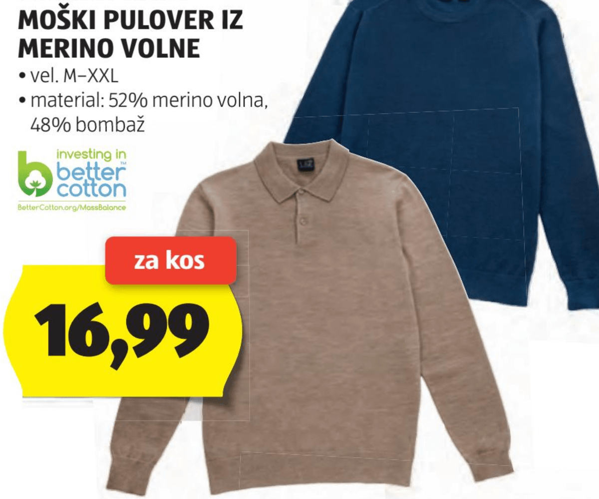 Moški pulover iz merino volne UP 2 FASHION - Akcija v trgovini Hofer