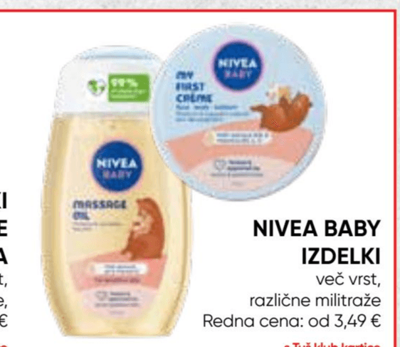 Nivea Baby izdelki Akcija v trgovini Tuš