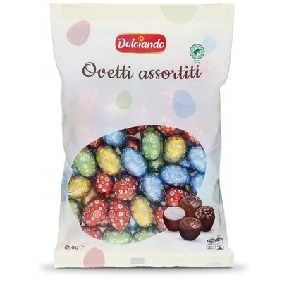 Dolciando Čokoladna jajčka Ovetti assortiti 850 g - Akcija v trgovini Eurospin