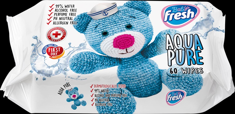Fresh Otroški vlažilni robčki Aqua pure 60/1 - Akcija v trgovini Jager