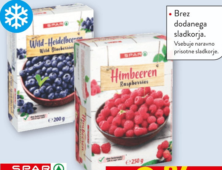 Maline ali borovnice 200 g ali 250 g SPAR - Akcija v trgovini Spar