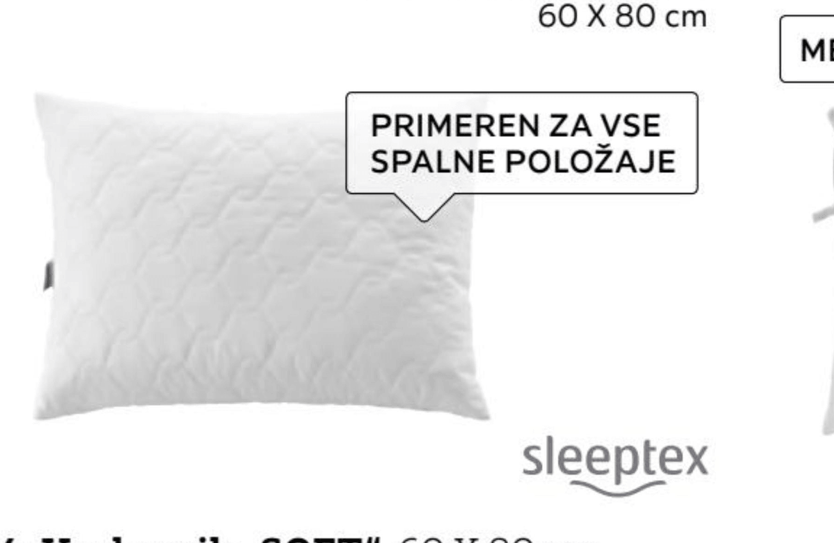 Vzglavnik Soft 60 x 80 cm, 900 g sleeptex Akcija v trgovini Lesnina