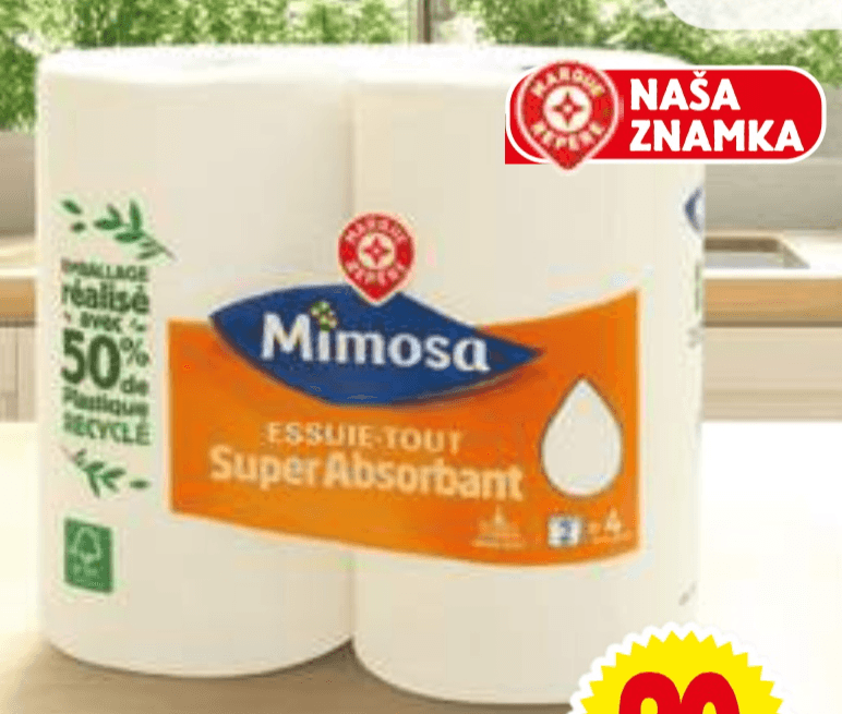 Papirnate brisače Mimosa 2/1 - Akcija v trgovini E.Leclerc