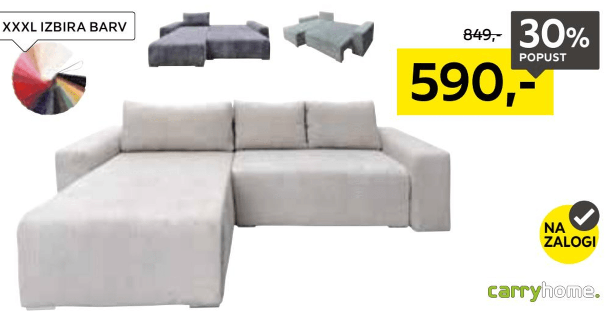 Sedežna garnitura - Akcija v trgovini Lesnina