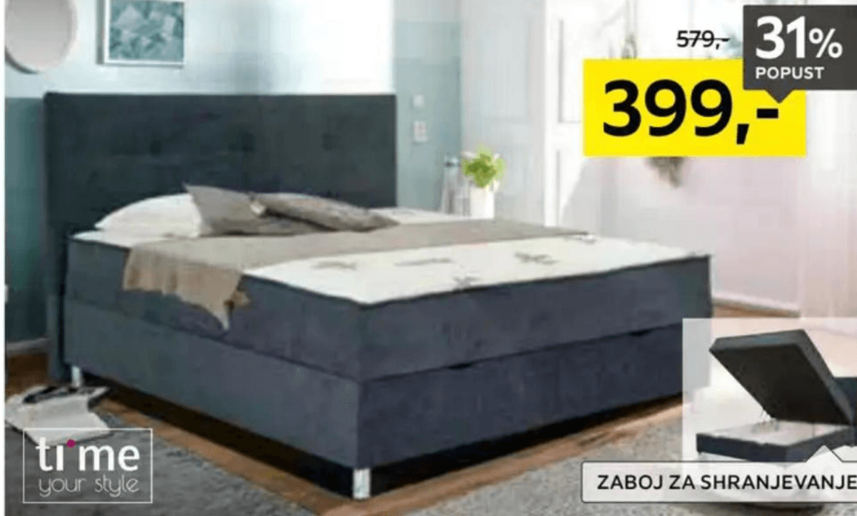 Postelja z vzmetnico dim. 120 X 200 cm ti me your style - Akcija v trgovini Lesnina