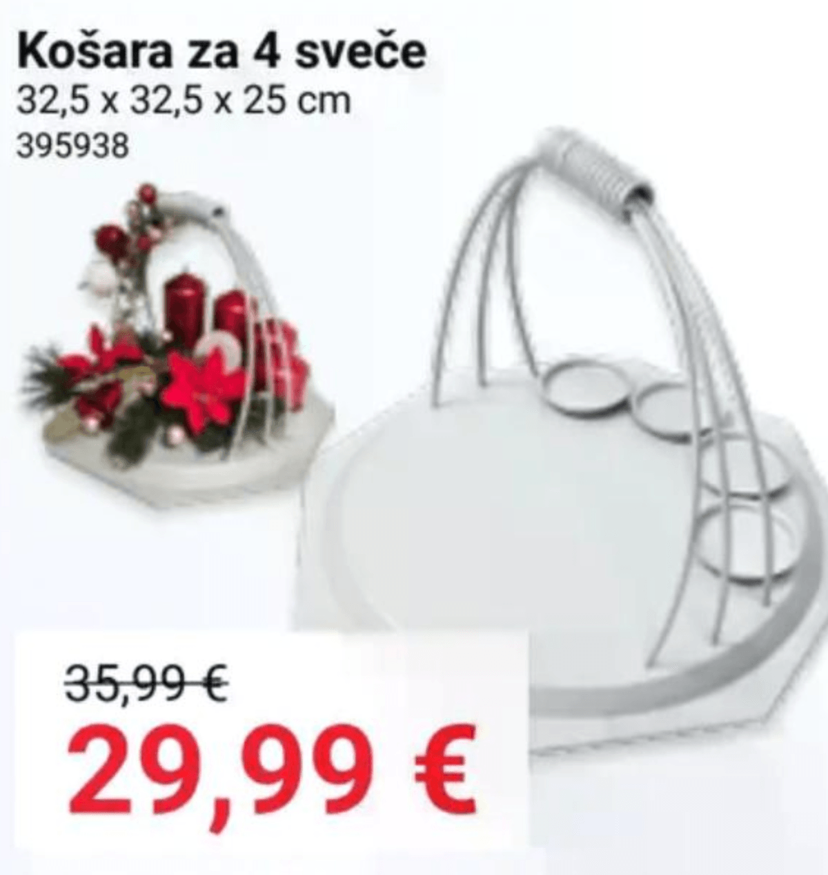 Košara za 4 sveče - Akcija v trgovini Pevex