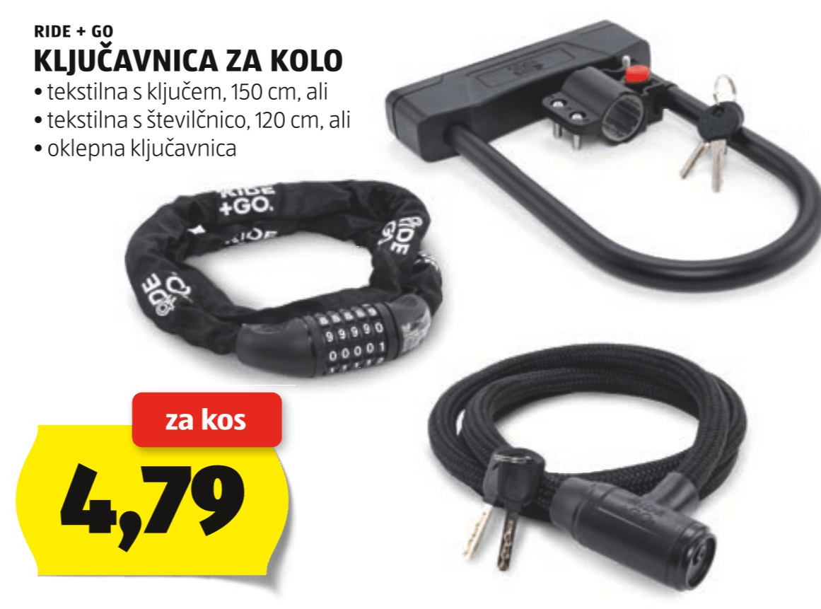 Ključavnica za kolo RIDE + GO - Akcija v trgovini Hofer