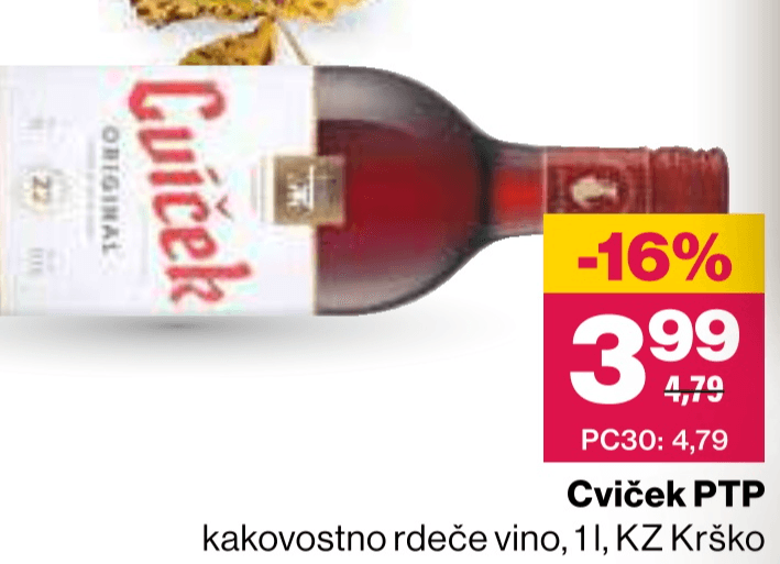 Cviček PTP 1l - Akcija v trgovini Mercator
