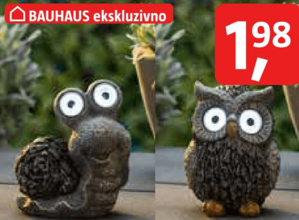 Solarna LED svetilka 'Mini polž ali sova' d 10,5 x š 7 x v 12,5 cm ali d 9 x š 7,5 x v 13,5 cm - Akcija v trgovini Bauhaus