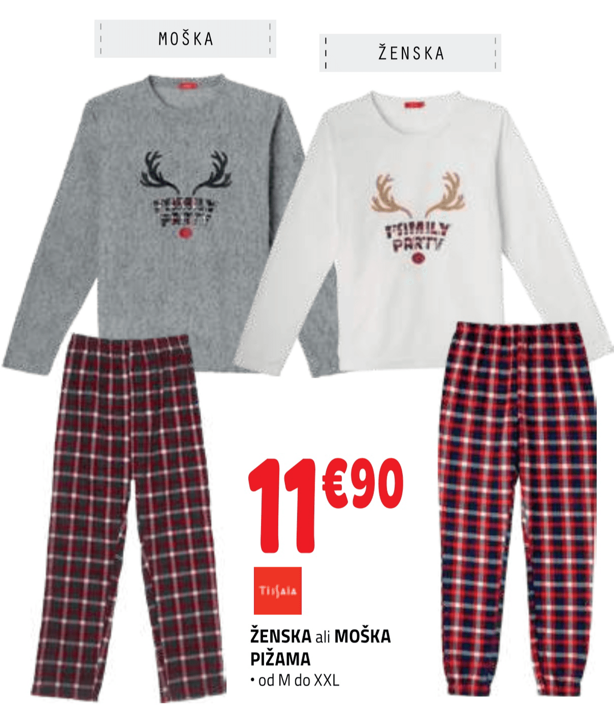 Ženska ali moška pižama TISSAIA - Akcija v trgovini E.Leclerc