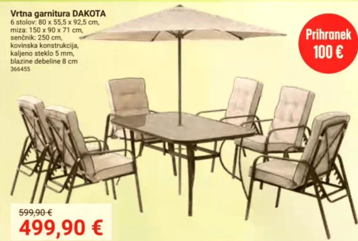 Vrtna garnitura DAKOTA - Akcija v trgovini Pevex