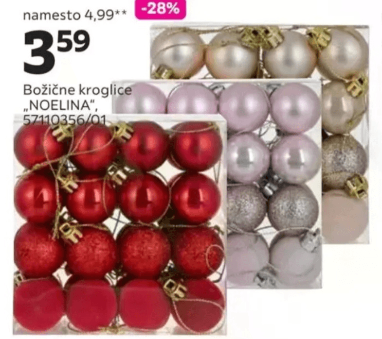 Božične kroglice „NOEL" - Akcija v trgovini Mömax