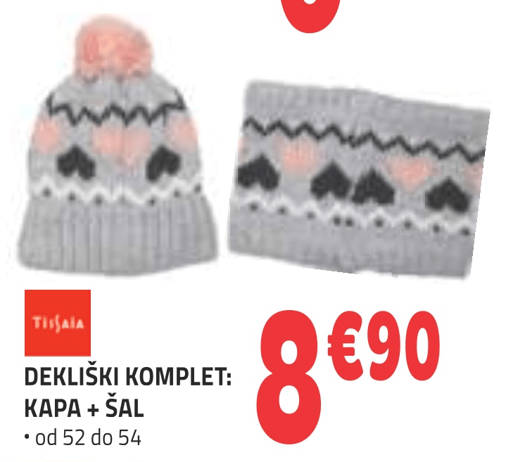 Dekliški komplet: Kapa + Šal TISSAIA - Akcija v trgovini E.Leclerc