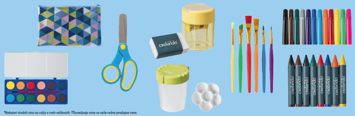 Izbor pripomočkov za ustvarjanje crelando - Akcija u trgovini Lidl