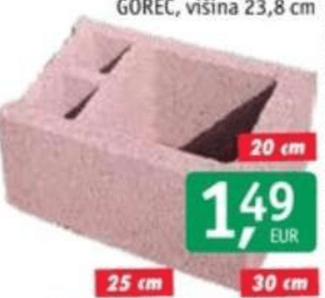 Betonski opečni vogalnik GOREC - Akcija v trgovini Jager