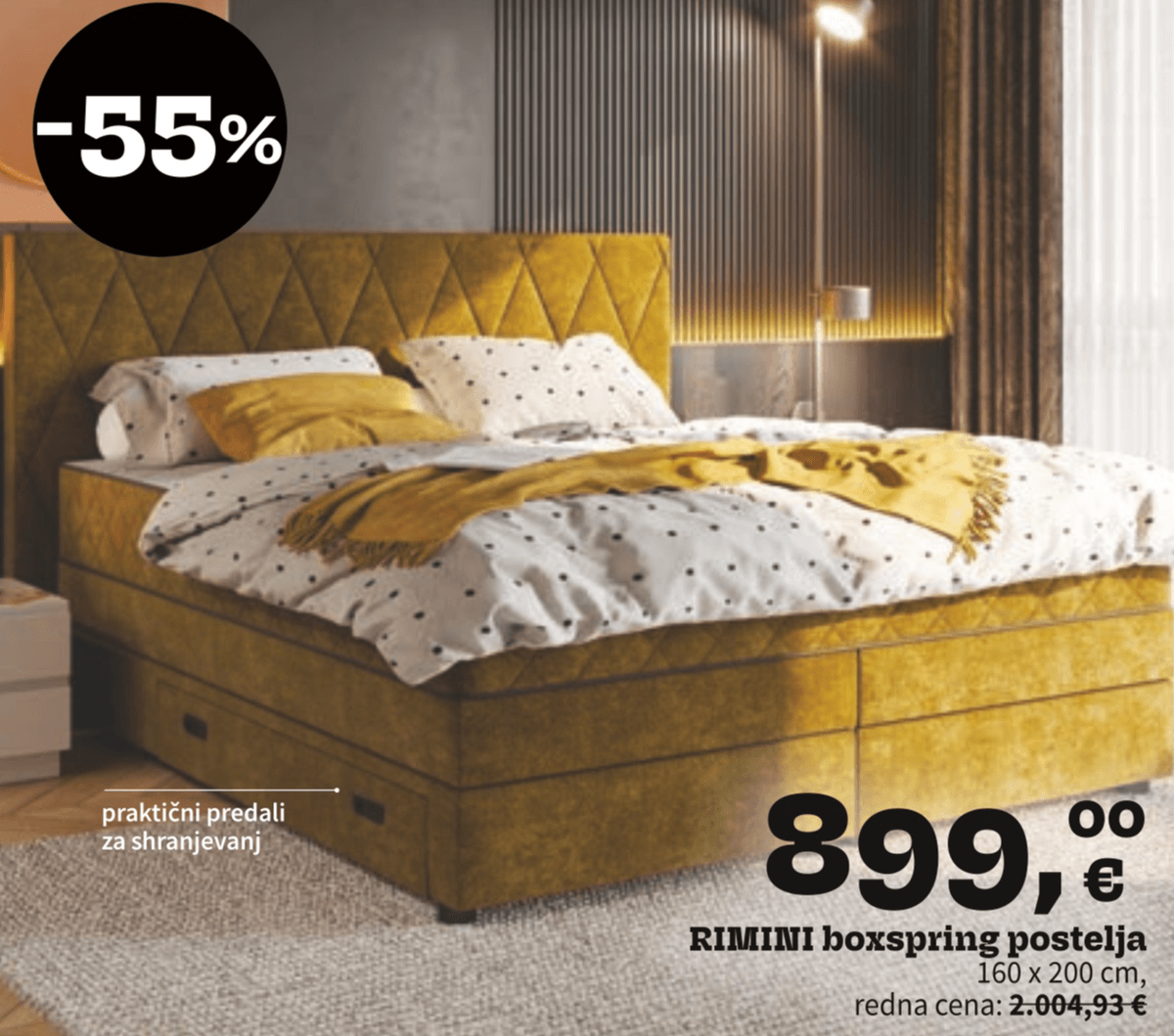 RIMINI boxspring postelja 160 x 200 cm - Akcija v trgovini Prima