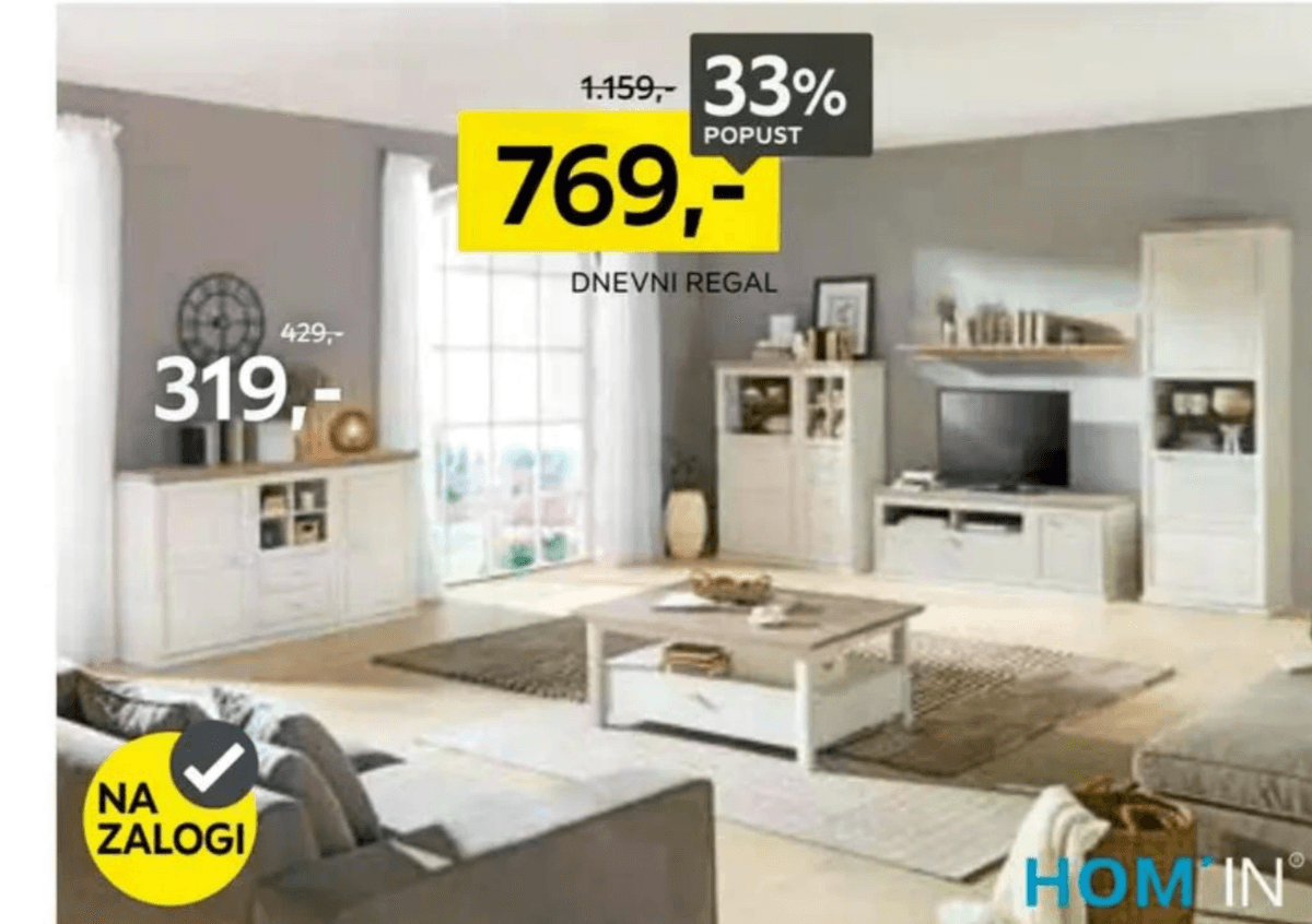 Dnevni regal HOM'IN - Akcija v trgovini Lesnina