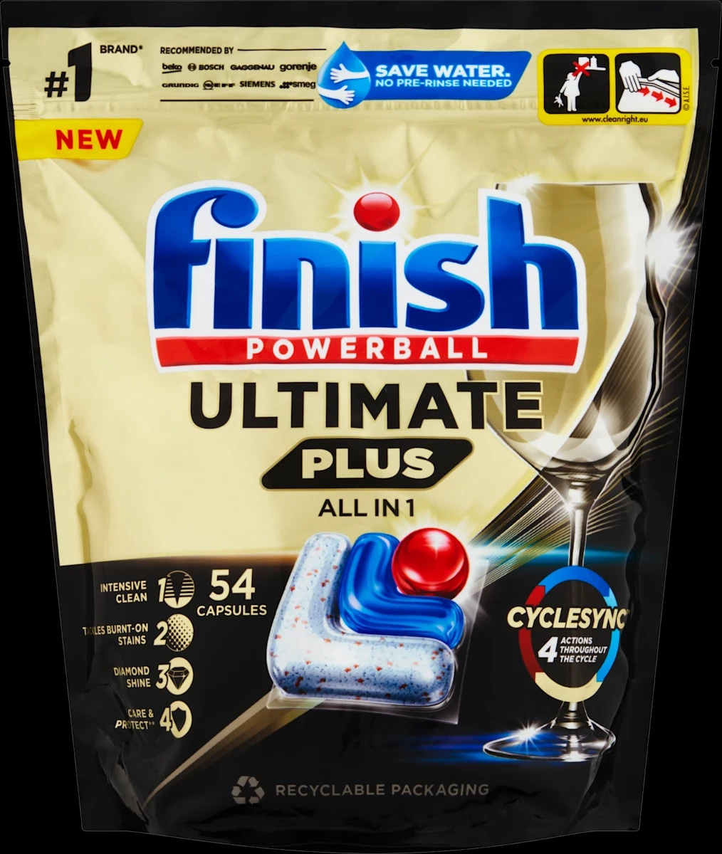 Kapsule za strojno pomivanje posode Finish Ultimate Plus All in 1 72 tablet ali Ultimate All in 1 80 tablet ali GEL Ultimate Lemon 2x 1 l - Akcija u trgovini E.Leclerc