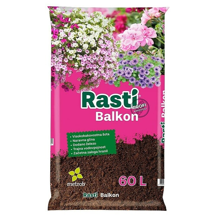 Zemlja za balkonske rastline in pelargonije 'Rasti Balkon' 60 L - Akcija v trgovini Bauhaus
