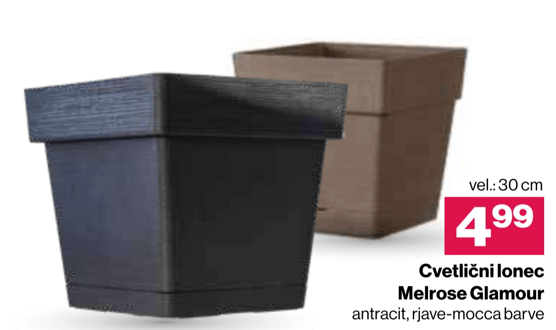 Cvetlični lonec Melrose Glamour 30 cm - Akcija v trgovini Mercator